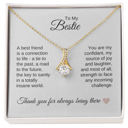 Best BFF Presents Friends are the Best Gifts Gold Ribbon Necklace - MKT Custom Jewelry