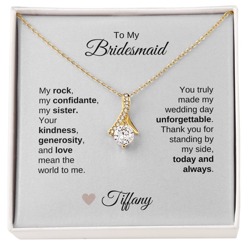 Bridesmaids Wedding Day Gifts Bridal Party Gifts Gold Ribbon Necklace