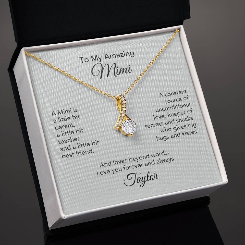 To My Amazing Mimi Gift Ribbon necklace Personalized Gift for Mimi Necklace