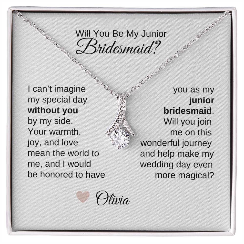 Junior Bridesmaid Proposal Gift, Gold Ribbon Necklace, Jr Bridesmaid Gift