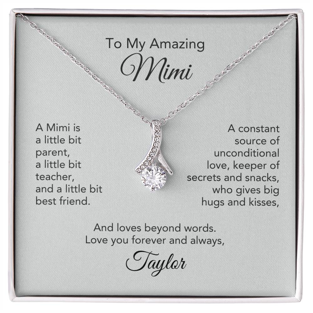 To My Amazing Mimi Gift Ribbon necklace Personalized Gift for Mimi Necklace