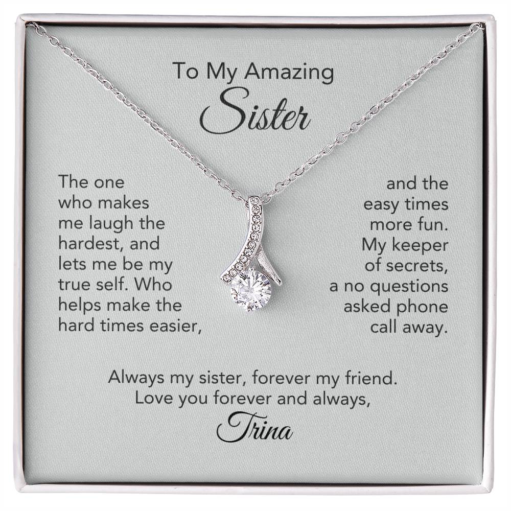 Sister Gift Ribbon Necklace for Sister Birthday Gift Sister Christmas Gift Personalized Gifts