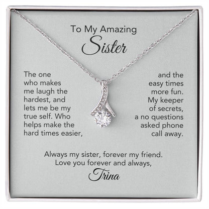 Sister Gift Ribbon Necklace for Sister Birthday Gift Sister Christmas Gift Personalized Gifts