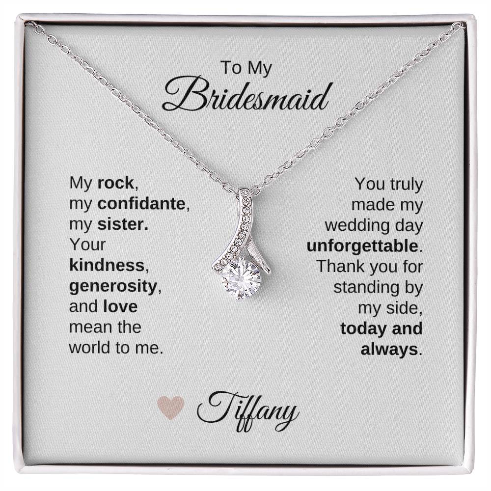 Bridesmaids Wedding Day Gifts Bridal Party Gifts Gold Ribbon Necklace