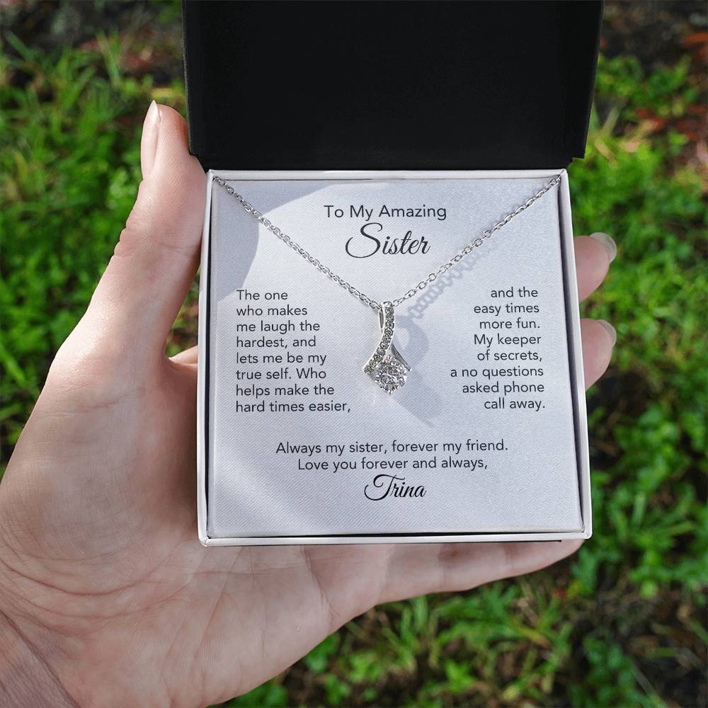 Sister Gift Ribbon Necklace for Sister Birthday Gift Sister Christmas Gift Personalized Gifts