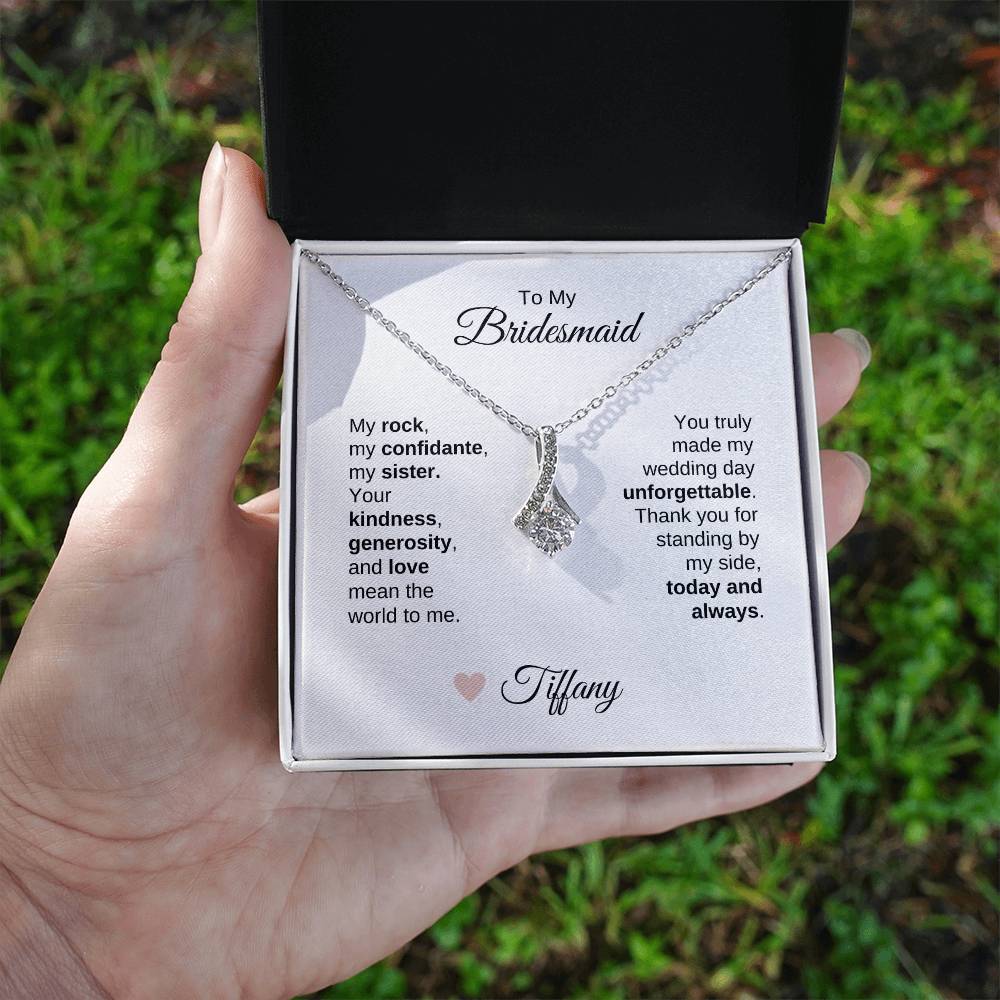 Bridesmaids Wedding Day Gifts Bridal Party Gifts Gold Ribbon Necklace