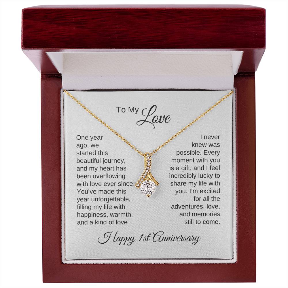 One Year Anniversary Gift for Her One Year Anniversary, Gold Ribbon Necklace