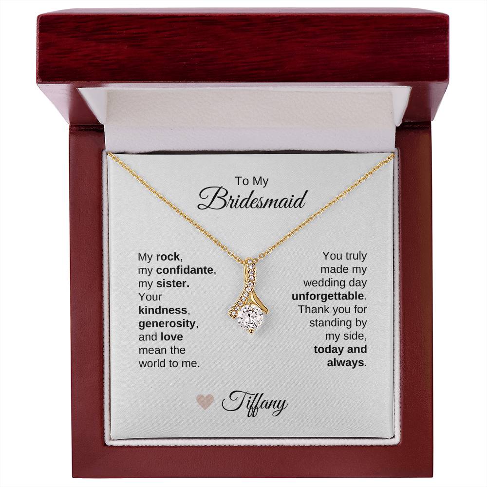 Bridesmaids Wedding Day Gifts Bridal Party Gifts Gold Ribbon Necklace