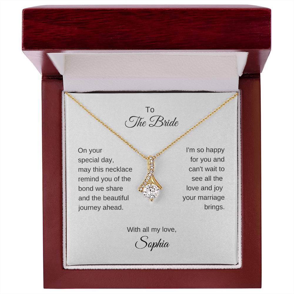 Gift for Best Friend Wedding, Gold Ribbon Necklace, Gift on Wedding for Friend