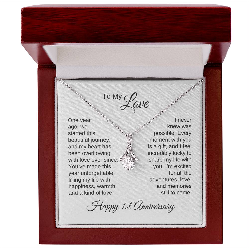 One Year Anniversary Gift for Her One Year Anniversary, Gold Ribbon Necklace