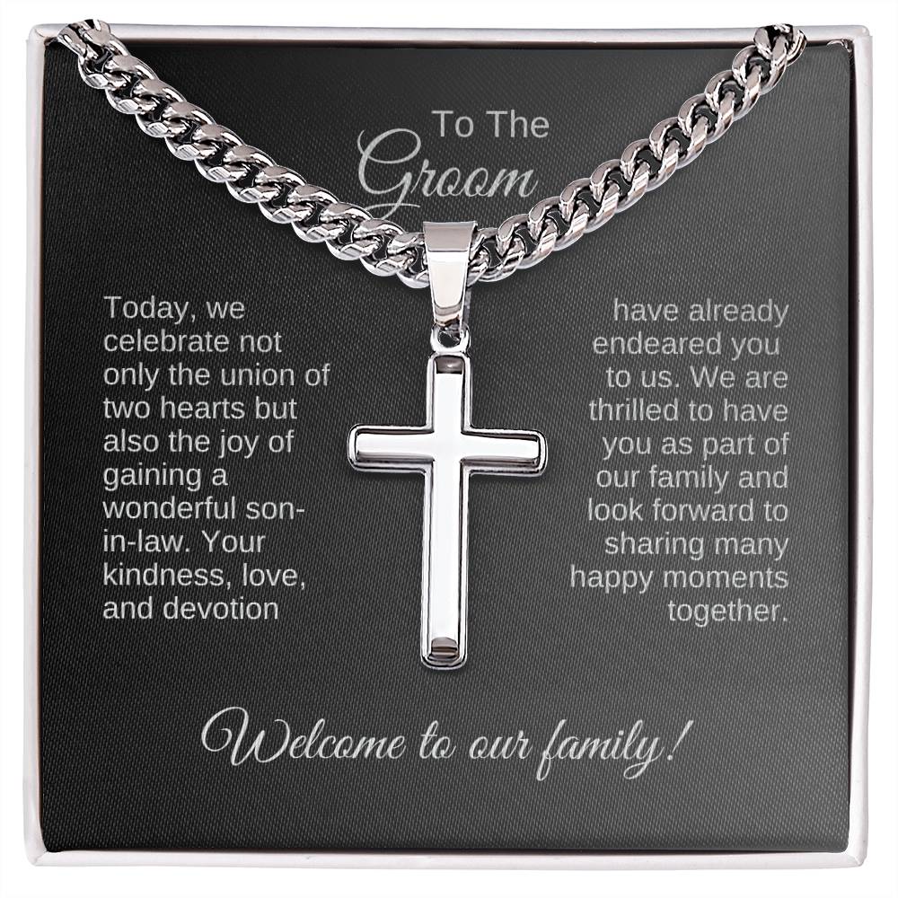 Son In Law Wedding Gift, Engraved Cross Necklace, Future Son In Law Gift