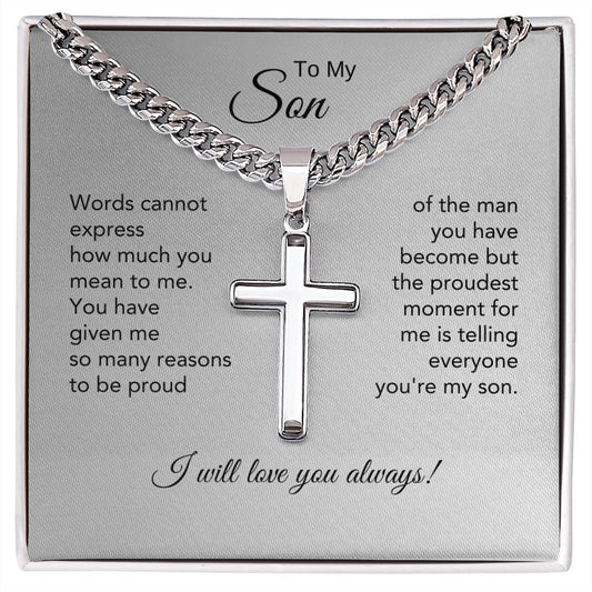 Son Gift Ideas for Sons Birthday Gift Ideas for Son Custom Engraved Cross - MKT Custom Jewelry