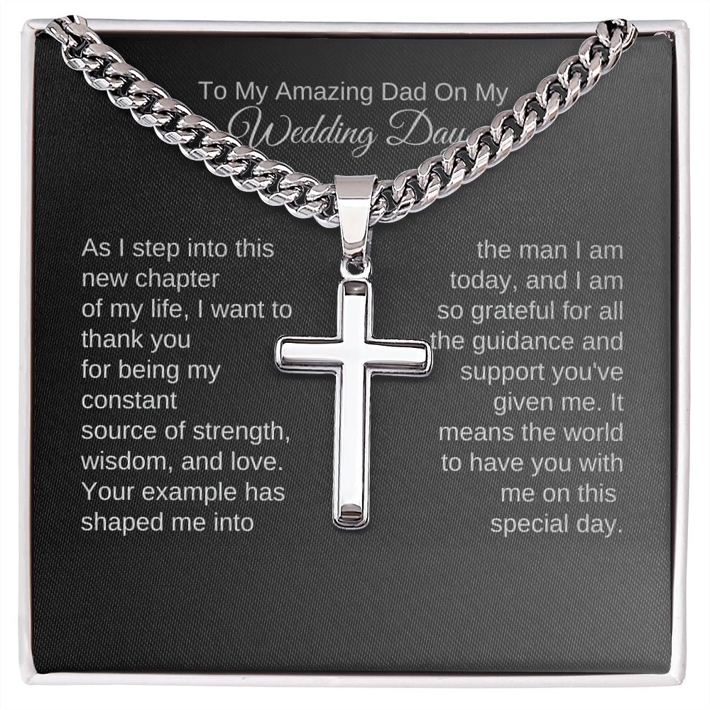 Father of the Groom Gift From Groom, Gifts for Grooms Dad, Engraved Cross Necklace