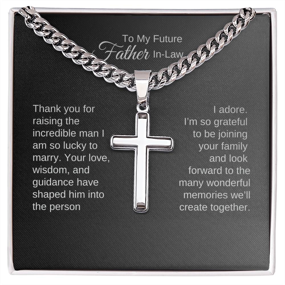 Father of the Groom Gift from Bride, Wedding Gift Father of Groom, Engraved Cross