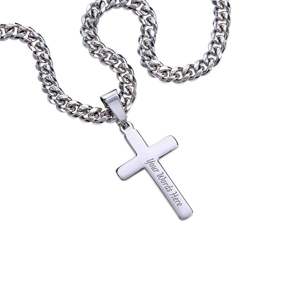 3rd Anniversary Gifts for Men Third Anniversary Gift for Him, Engraved Cross Necklace