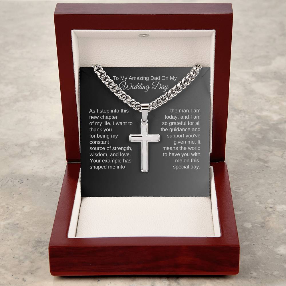 Father of the Groom Gift From Groom, Gifts for Grooms Dad, Engraved Cross Necklace