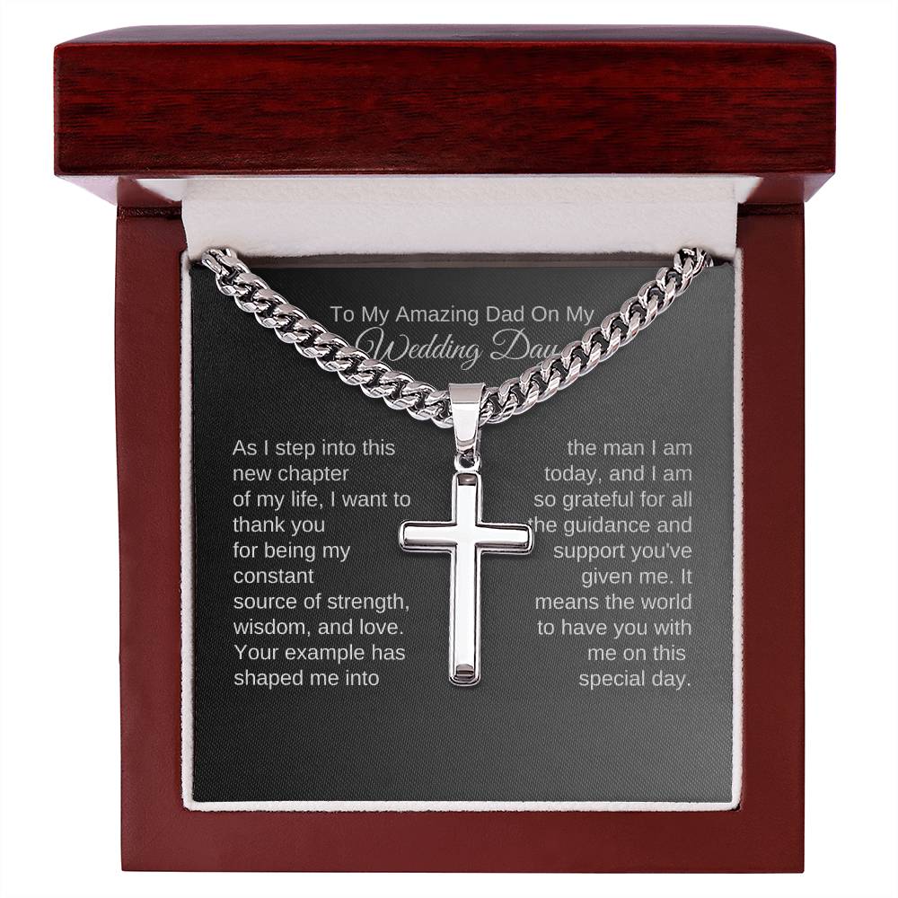 Father of the Groom Gift From Groom, Gifts for Grooms Dad, Engraved Cross Necklace