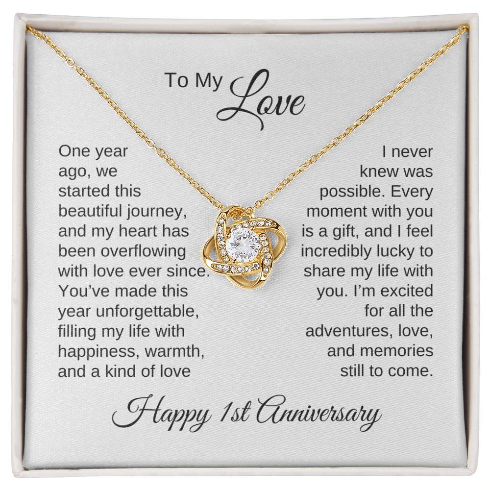 One Year Anniversary Gift for Her One Year Anniversary, Gold Love Knot Necklace