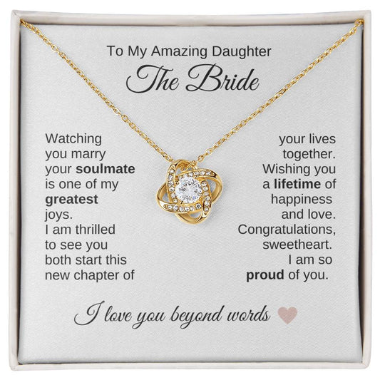 Daughter Wedding Gift Wedding Present for Daughter Gold Love Knot Necklace - MKT Custom Jewelry