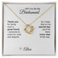 Will You Be My Bridesmaid Proposal Gift Gold Love Knot Necklace