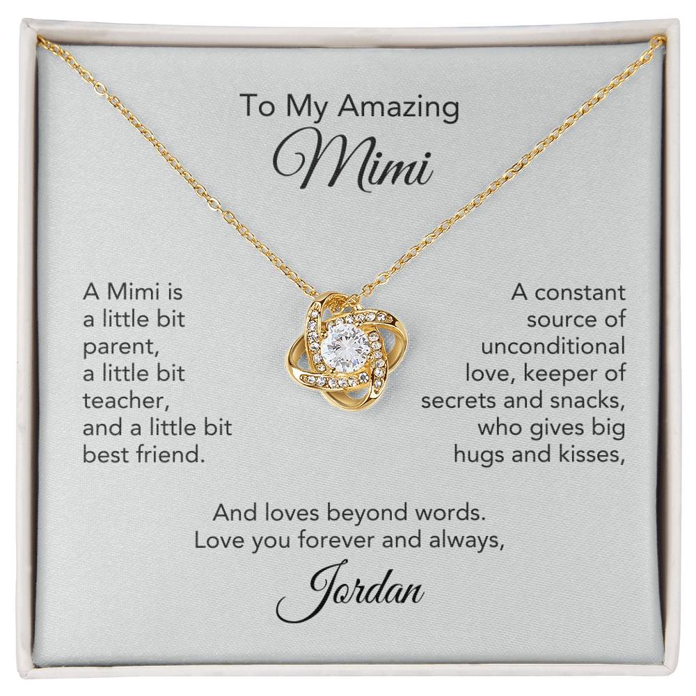 To My Amazing Mimi Gift Gold Knot Necklace Personalized Gift for Mimi