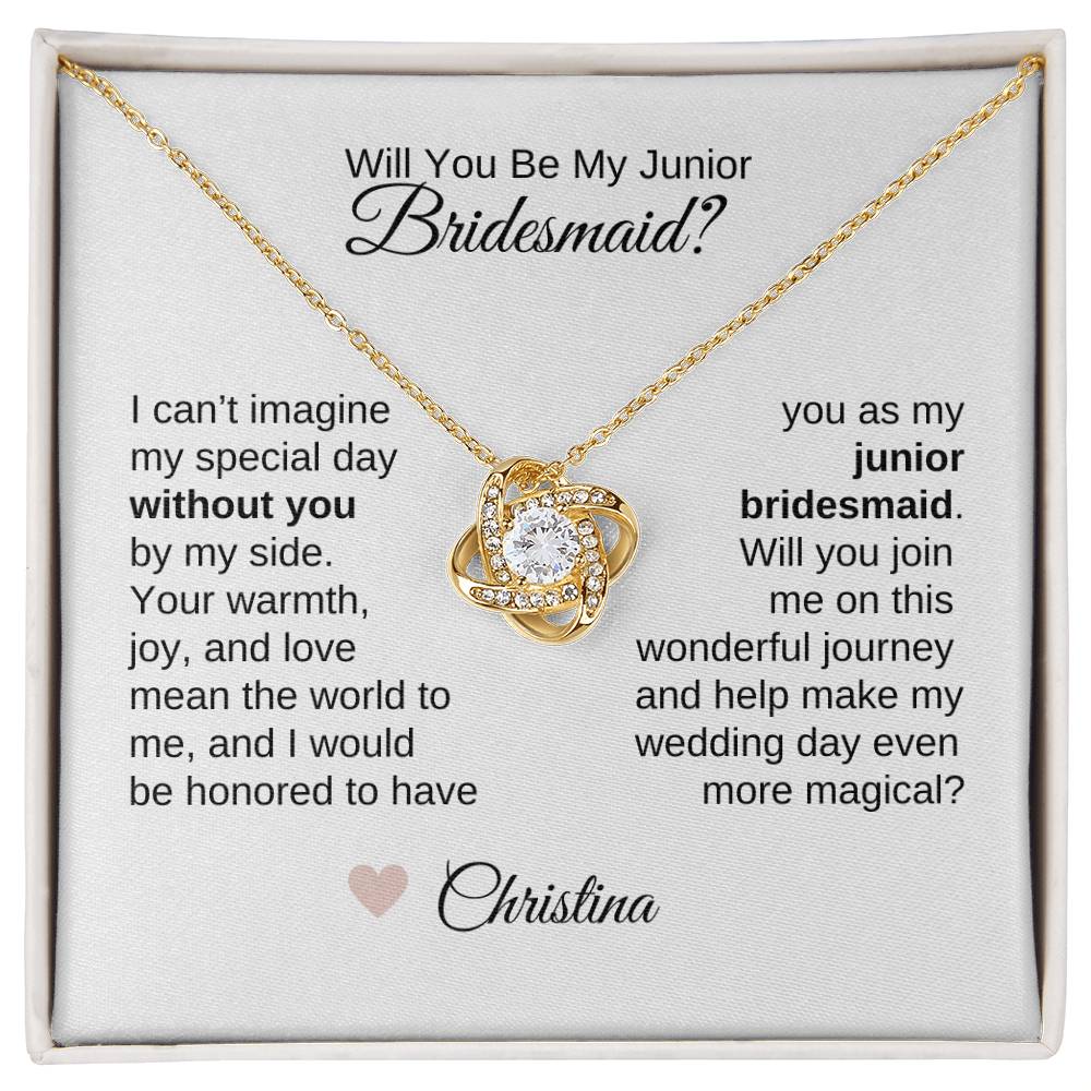 Junior Bridesmaid Proposal Gift, Love Knot Necklace, Jr Bridesmaid Gift