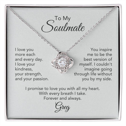 Soulmate Gift for Her Necklace Girlfriend Gift Necklace for Wife Personalized Card