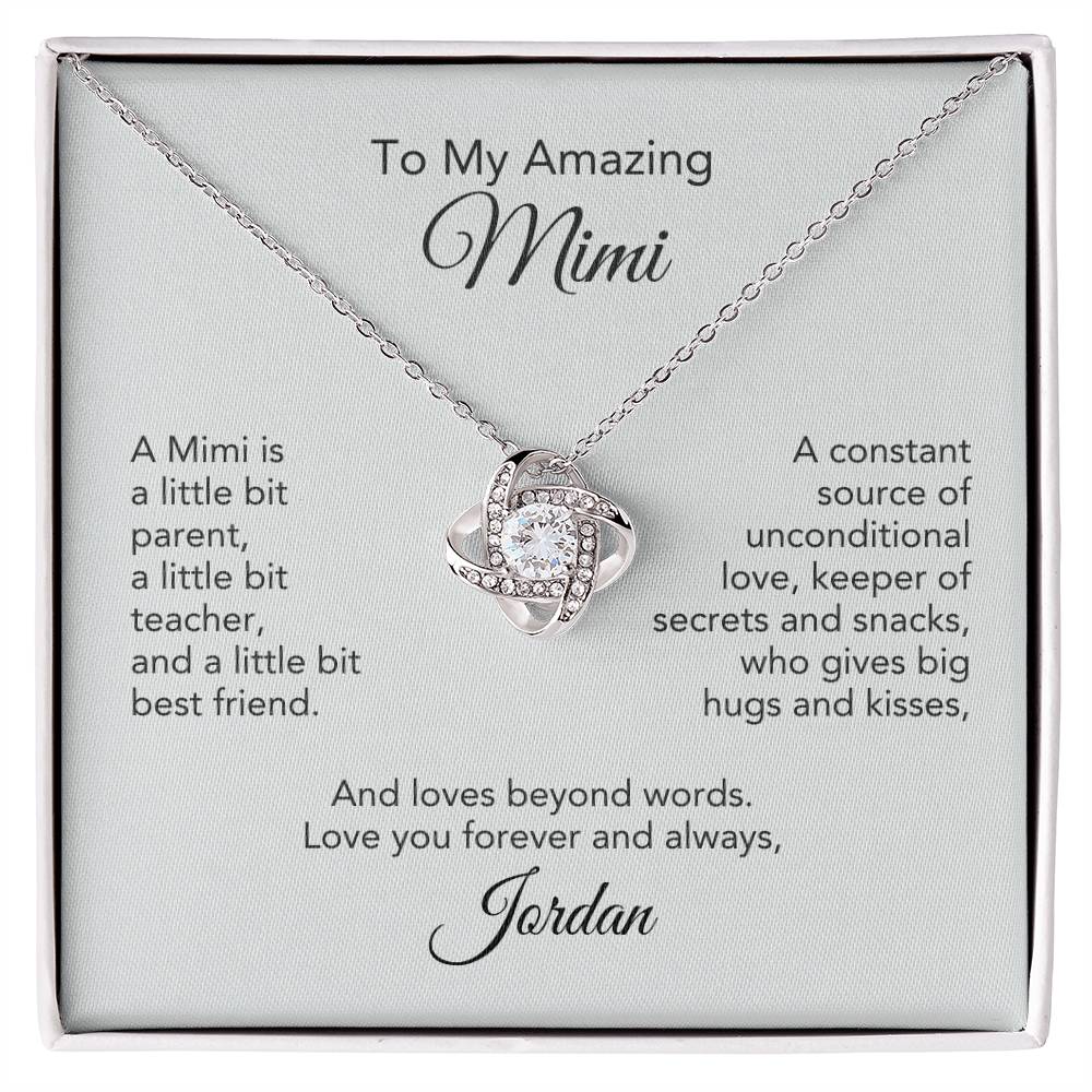 To My Amazing Mimi Gift Gold Knot Necklace Personalized Gift for Mimi