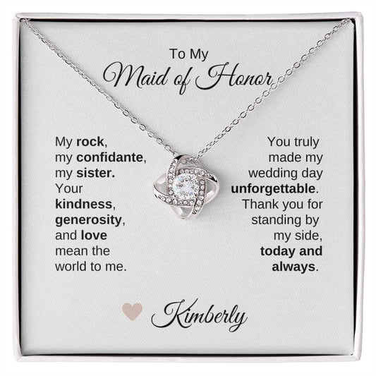  Maid of Honor Wedding Day Gifts Bridal Party Gifts Gold Love Knot Necklace