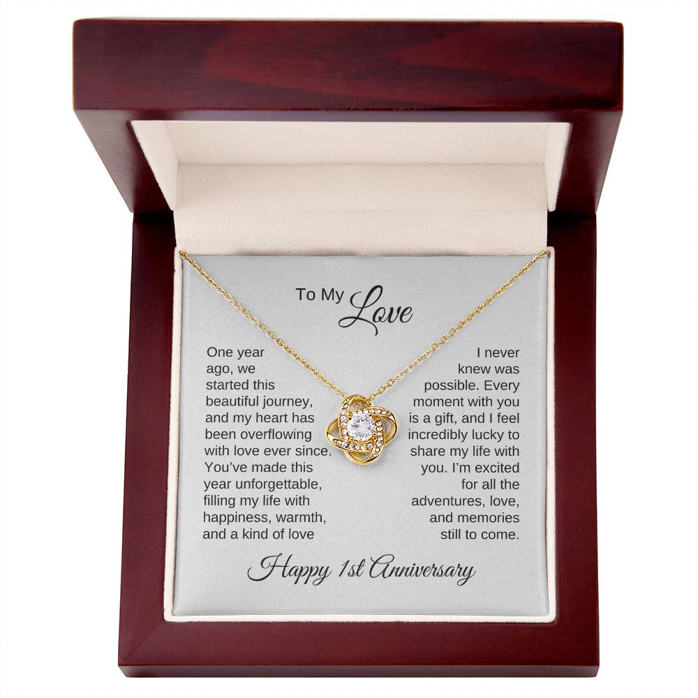 One Year Anniversary Gift for Her One Year Anniversary, Gold Love Knot Necklace