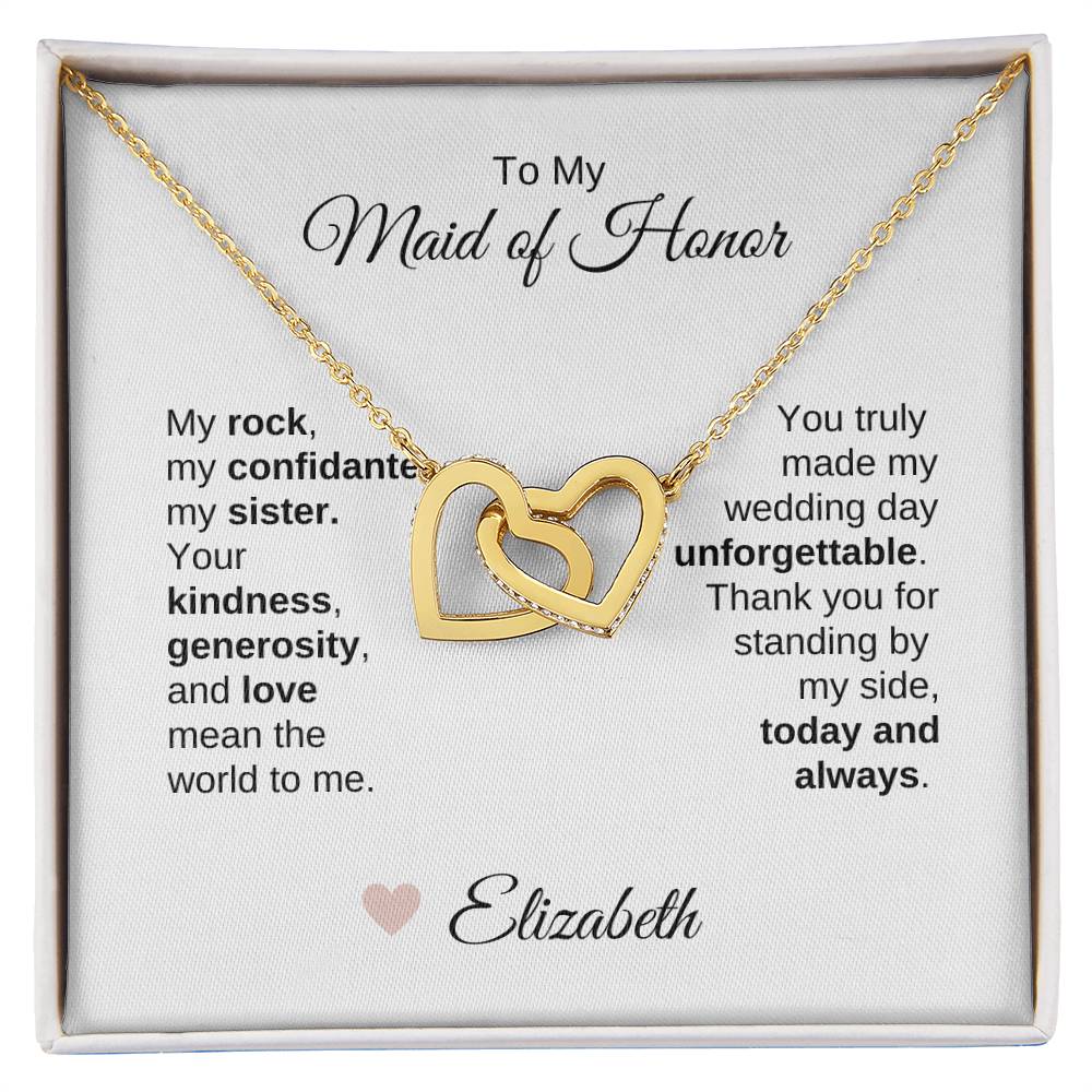 Maid of Honor Wedding Day Gifts Bridal Party Gifts Interlocking Hearts Necklace