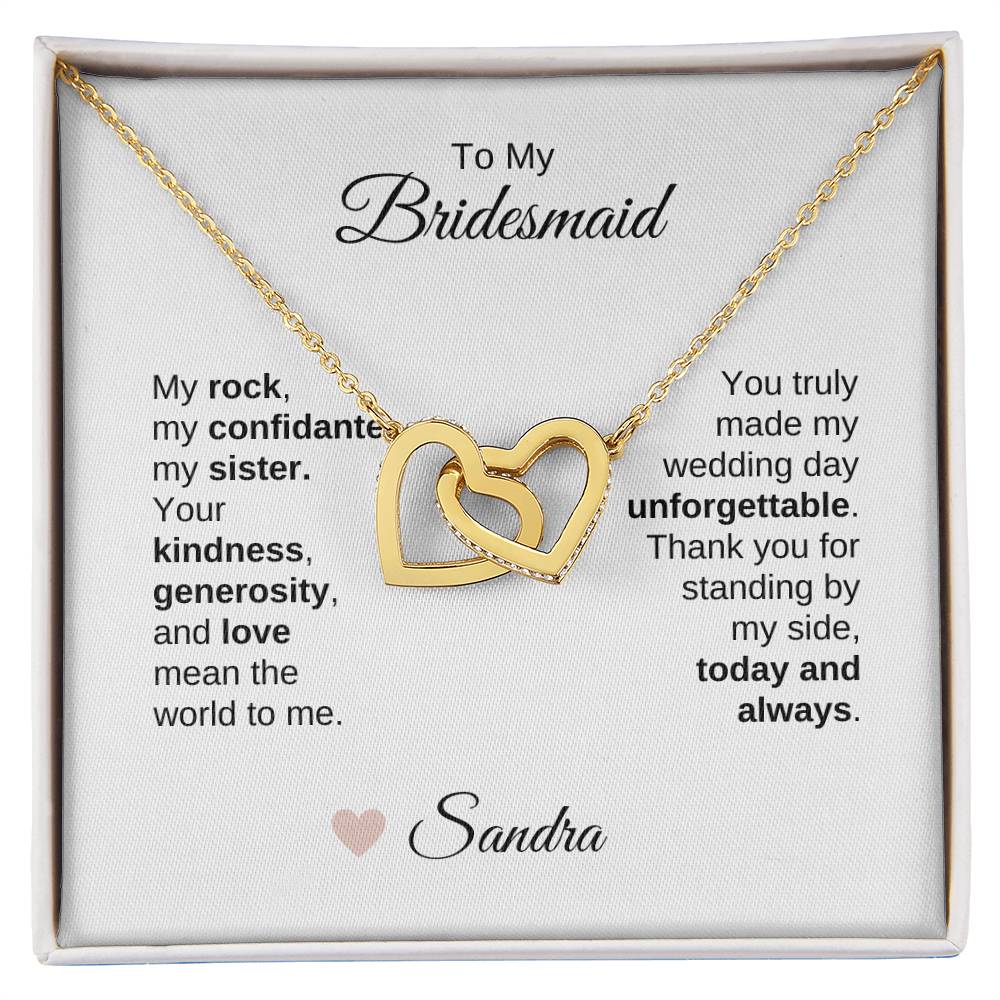 Bridesmaids Wedding Day Gifts Bridal Party Gifts Interlocking Hearts Necklace