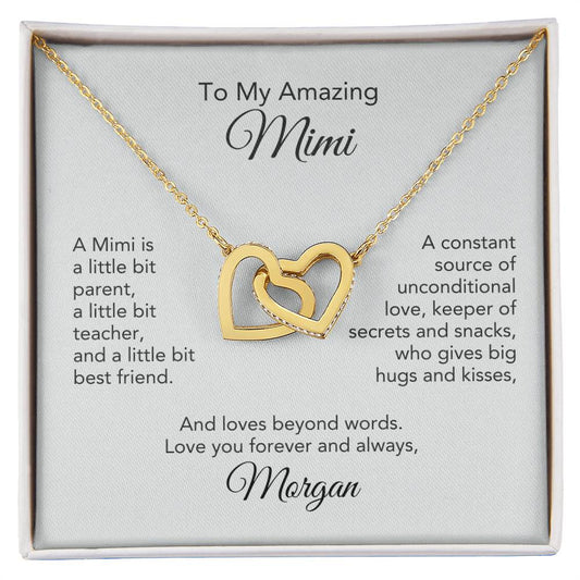 To My Amazing Mimi Gift Interlocking Hearts Personalized Gift for Mimi Necklace