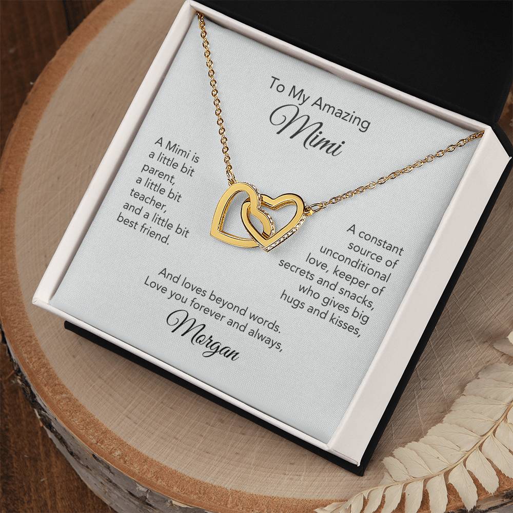 To My Amazing Mimi Gift Interlocking Hearts Personalized Gift for Mimi Necklace