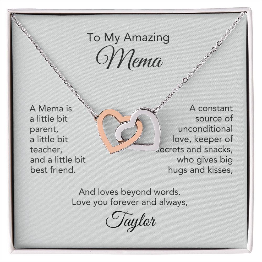 Heartfelt Connections: Interlocking Hearts Necklace Gift for Mema - Timeless Love!