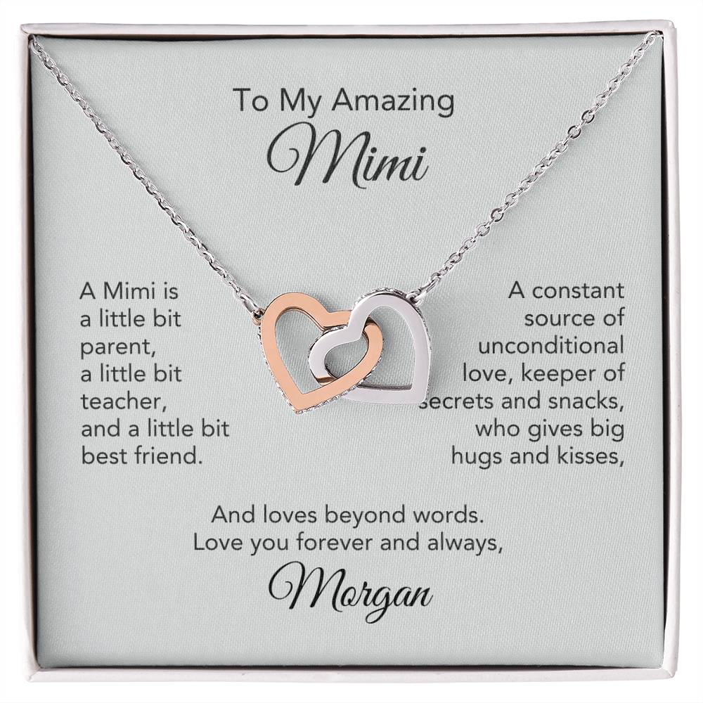 To My Amazing Mimi Gift Interlocking Hearts Personalized Gift for Mimi Necklace