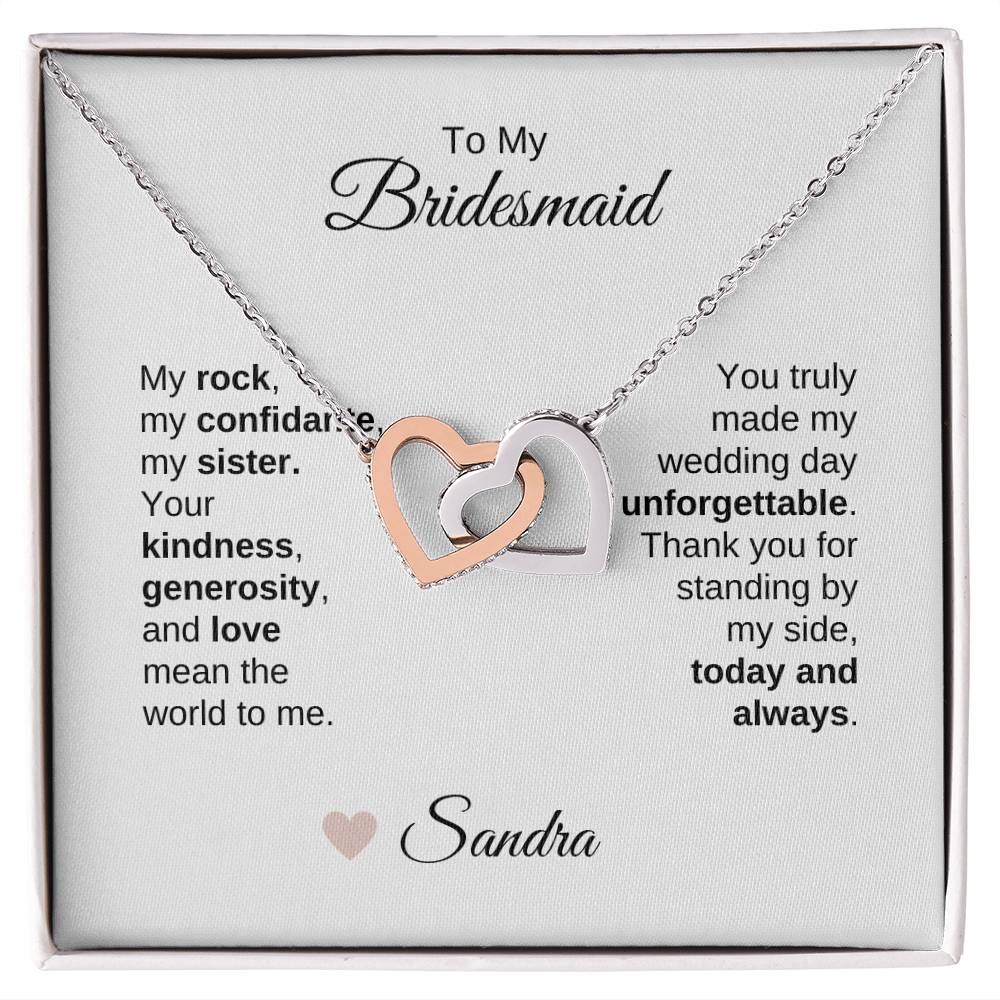 Bridesmaids Wedding Day Gifts Bridal Party Gifts Interlocking Hearts Necklace