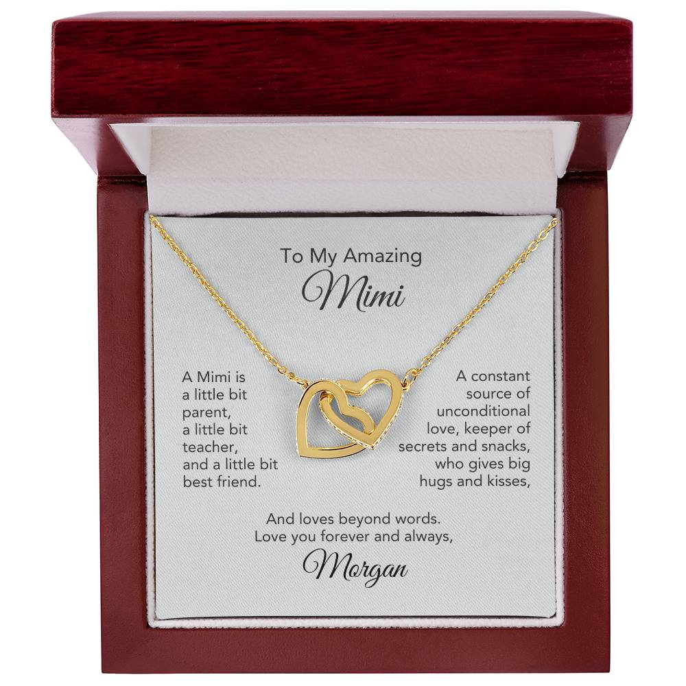 To My Amazing Mimi Gift Interlocking Hearts Personalized Gift for Mimi Necklace