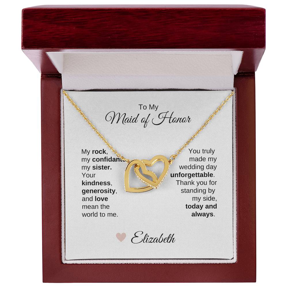 Maid of Honor Wedding Day Gifts Bridal Party Gifts Interlocking Hearts Necklace