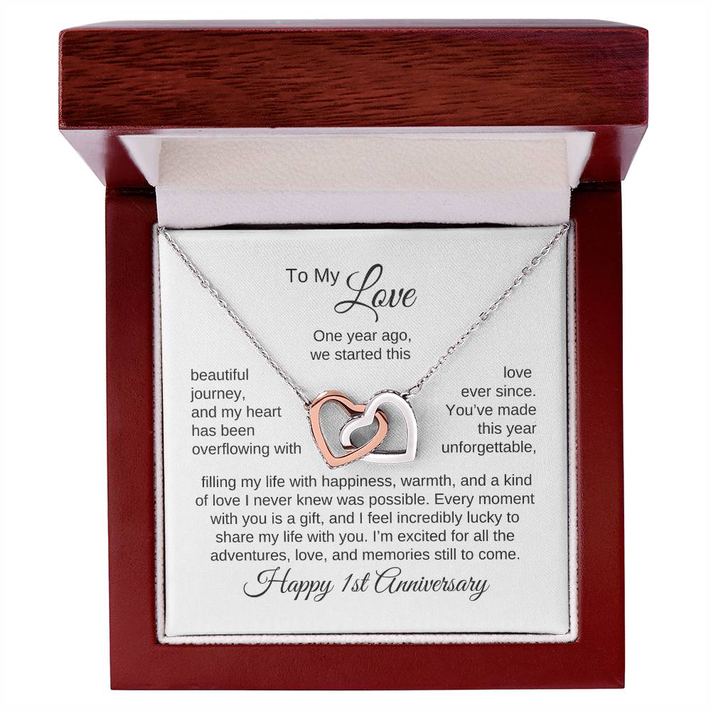 One Year Anniversary Gift for Her One Year Anniversary, Interlocking Hearts