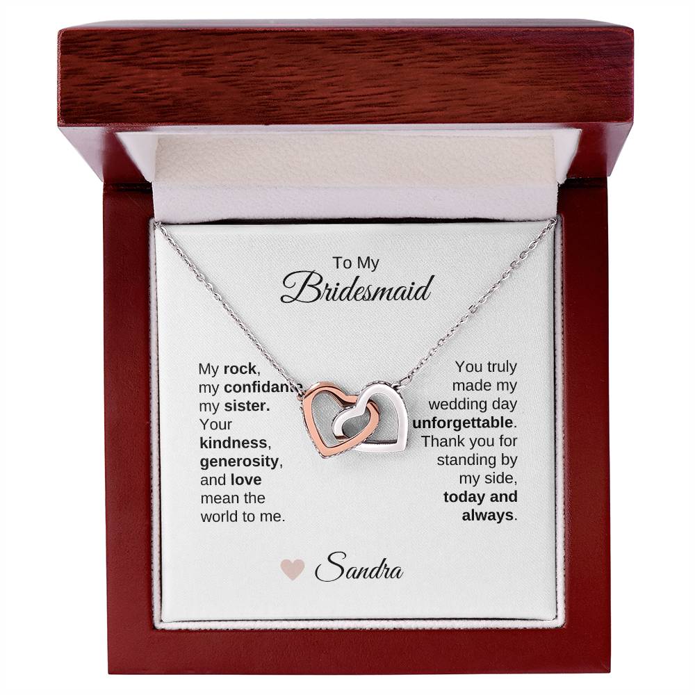 Bridesmaids Wedding Day Gifts Bridal Party Gifts Interlocking Hearts Necklace