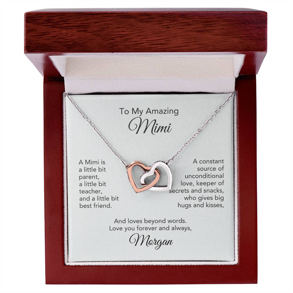 To My Amazing Mimi Gift Interlocking Hearts Personalized Gift for Mimi Necklace