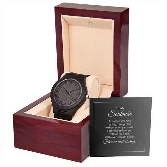 To My Soulmate Gift, Men's Trendy Wooden Watch with Heartfelt Message Card, Gifts for Him