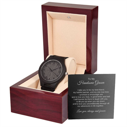 To My Groom Gift From Bride, Wooden Watch, Wedding Planning Gift for Groom