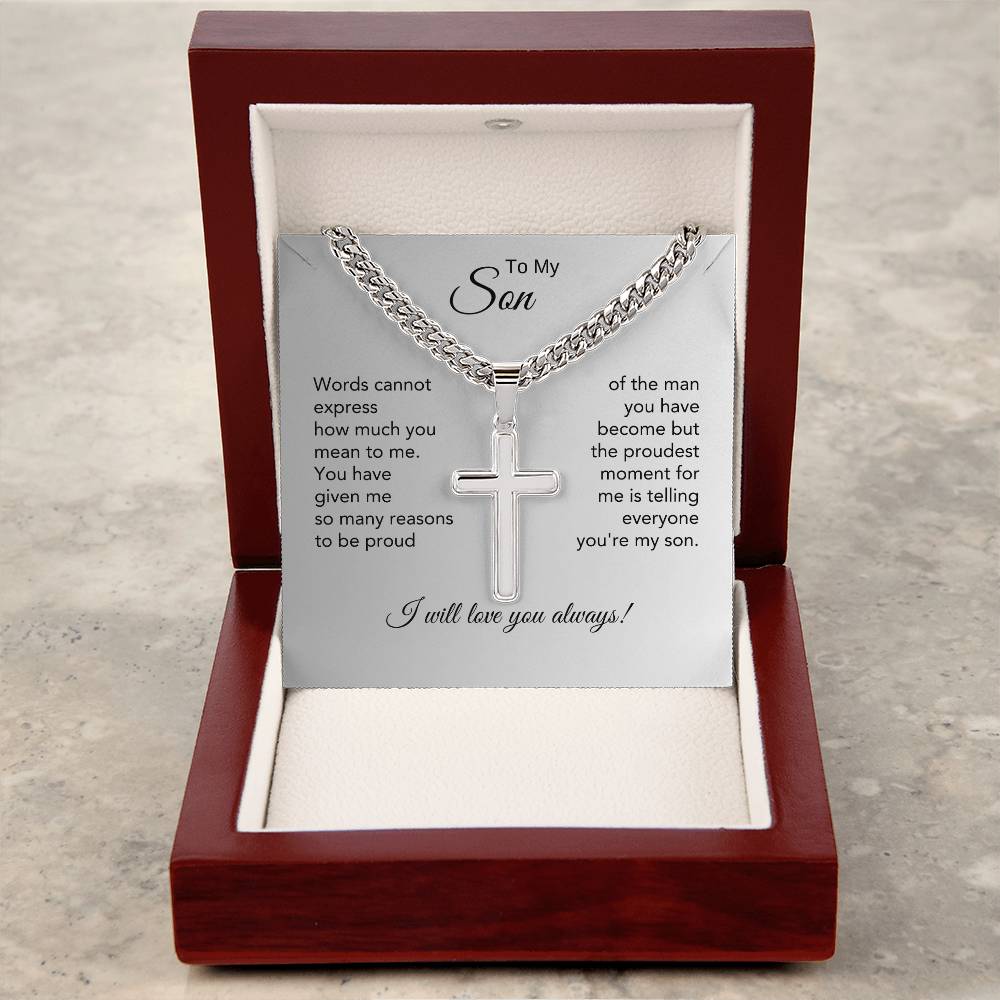 Son Gift Ideas for Sons Birthday Gift Ideas for Son Chain with Cross - MKT Custom Jewelry