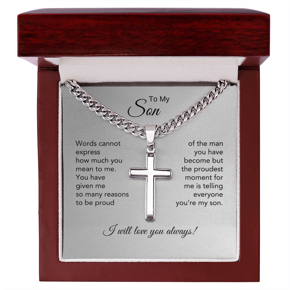 Son Gift Ideas for Sons Birthday Gift Ideas for Son Chain with Cross - MKT Custom Jewelry