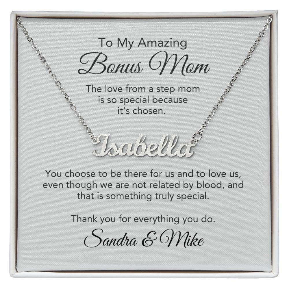 Bonus Mom Gifts for Step Mom Custom Name Necklace - MKT Custom Jewelry