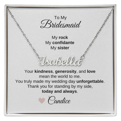 Bridesmaids Wedding Day Gifts Bridal Party Gifts Custom Name Necklace