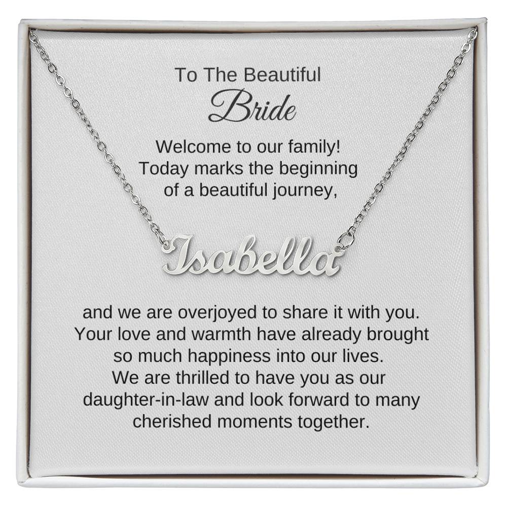 Daughter In Law Gift For Wedding, Custom Name Necklace, Wedding Gift Daughter-In-Law