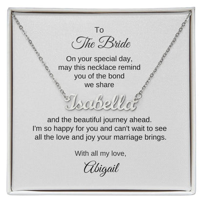 Gift for Best Friend Wedding, Custom Name Necklace, Gift on Wedding for Friend